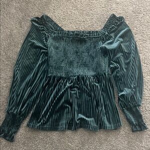 Elegant Green Velvet Women's Top